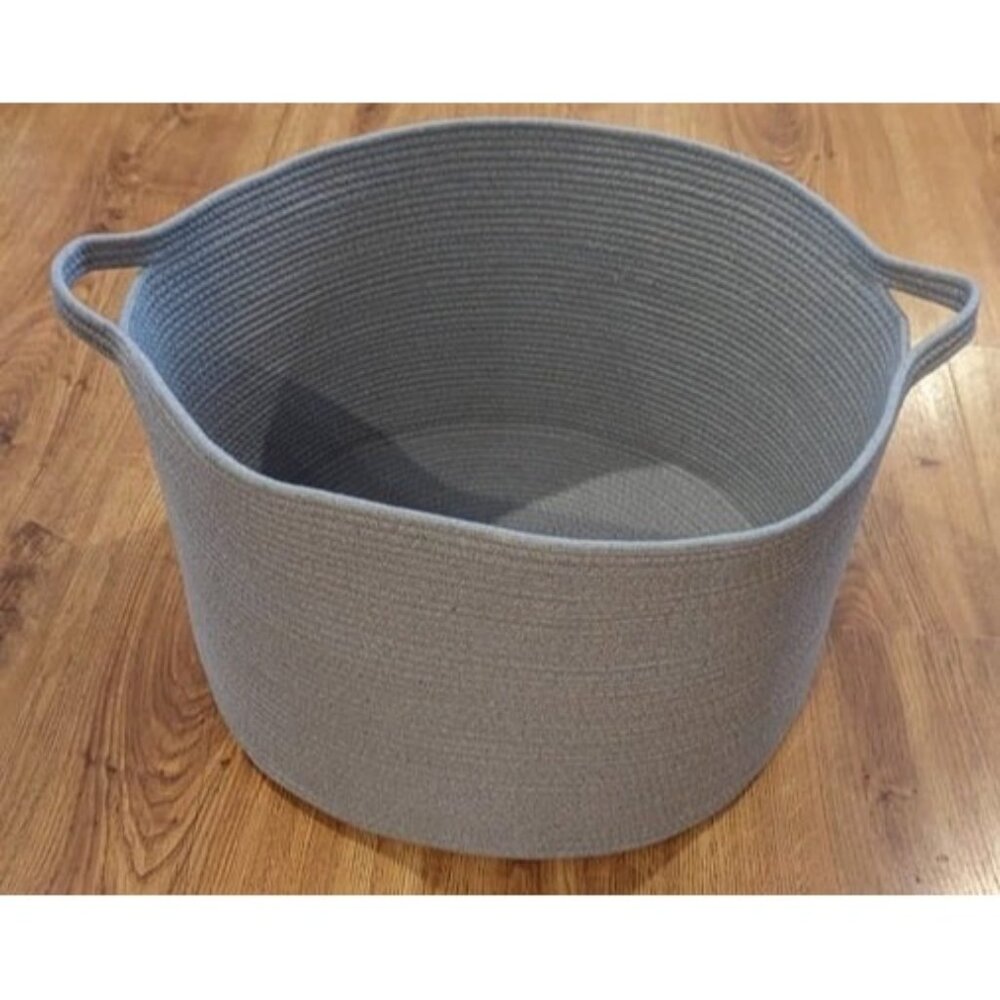 New Extra Large Grey Storage Basket, 22" X 22" X 14" XXXL Blanket Basket